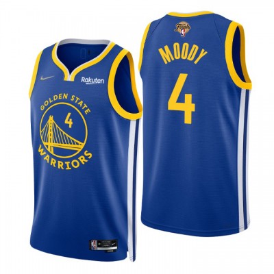 Nike Golden State Warriors #4 Moses Moody Royal Youth 2022 NBA Finals Icon Edition 75th Anniversary Diamond Swingman Jersey
